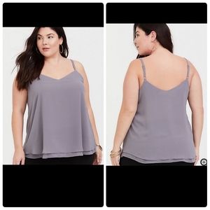 NEW TORRID Sophie Chiffon Babydoll Swing Cami Dark Grey Size 6X NWT▪